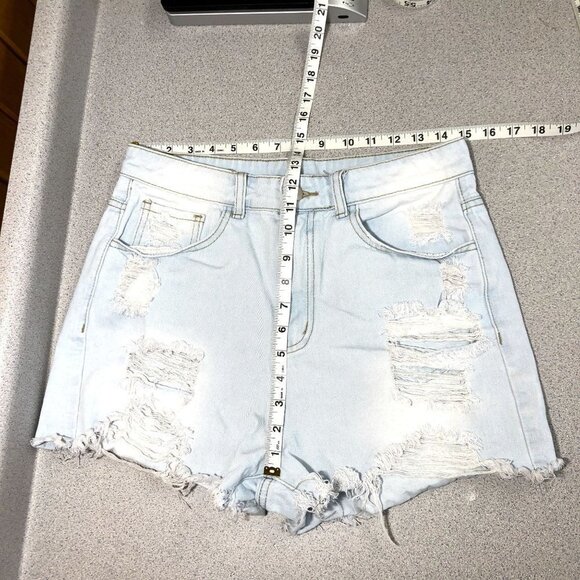 Shein Distressed Light Washed High-Rise Shorts Size Med/Large - Picture 5 of 5